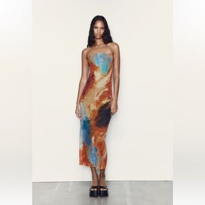 Strapless Printed Fitted Dress